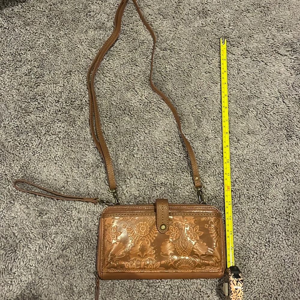 EUC- Thesak floral embossed leather crossbody/ wristlet/ wallet